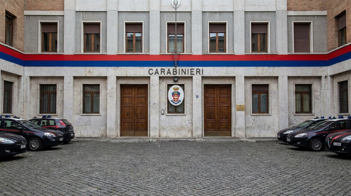 Esterno di una caserma dei carabinieri italiana, simbolo di sicurezza e protezione per le vittime di violenza