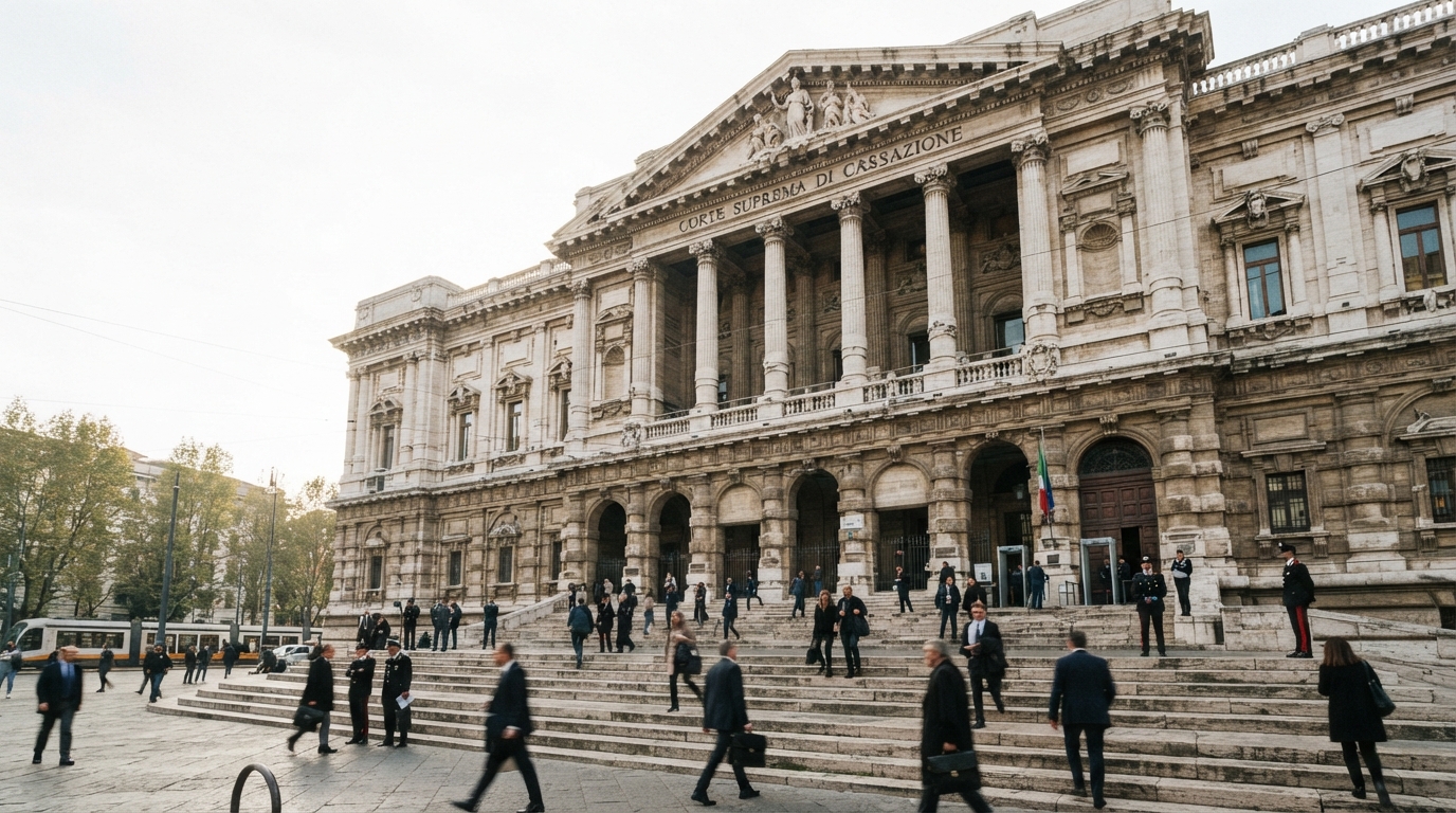 Facciata di un tribunale italiano con architettura classica