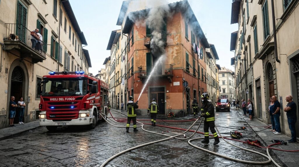 Incendio in via Visconti a Casale durante l’ora di pranzo